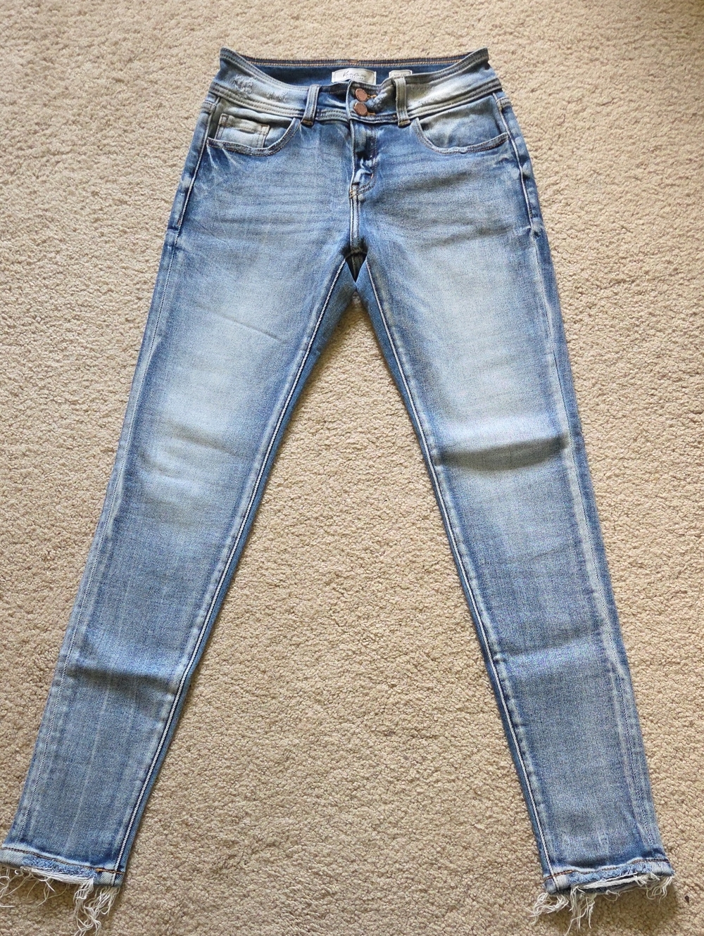 KanCan Light Blue Skinny Jeans with Frayed Hem